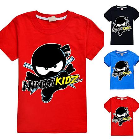 Ninja Kidz tema T-shirt barn pojkar kortärmad tecknad film T-shirt toppar Red 9-10 Year