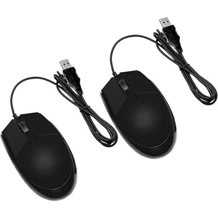 3 knaps USB-computermus med ledning, 2-pak sort