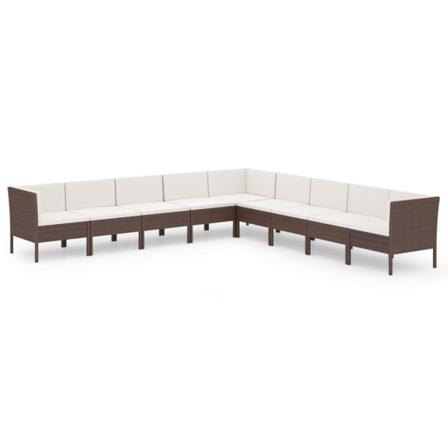 Vidaxl Loungegrupp För Trädgården Med Dynor 9 Delar Konstrotting Brun