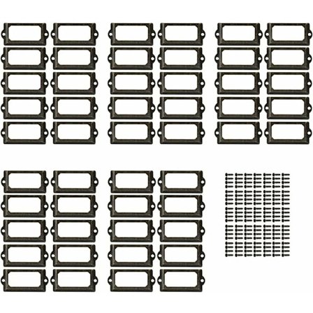 50 stk. etiketrammer, etiket holdere lavet af metal, antik etiket holder, etiket holder i antik stil, til navneskilte, apotekerkabine