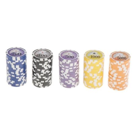 100 Stycken Texas Hold'em Casino Pokerchips 13.5g 100 500 1000 5000 10000