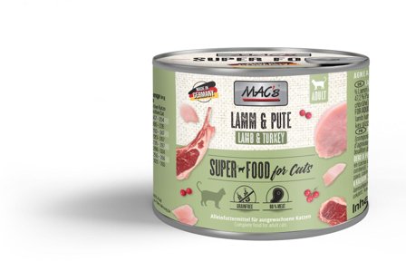 Mac's Super Food for Cats Lam og Kalkun Våtfôr - 6x800g