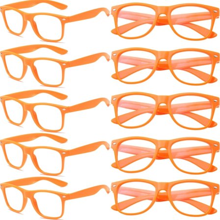 10-pak Børne Orange Legebriller Bulk, Drenge Piger Fødselsdag Halloween Festartikler Uden Linse Stel Falske Briller