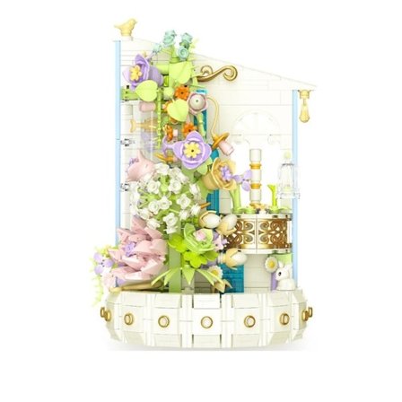 Kreativt Blommor Byggnad Klossar Blomma Vattenfall Krukor Mini tegelstenar bukett romantisk montering leksaker