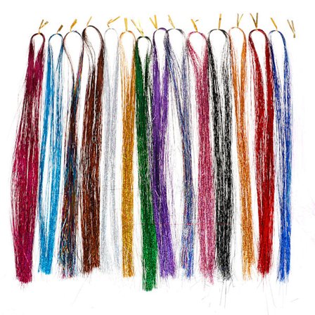 120 Strands Hair Tinsel Bling Silk Hair Flare Strands Glitter R