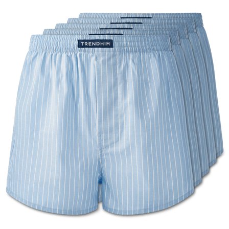AirFeel | 5-pack Randiga Himmelsblåa Lössittande Boxers i Bomull för män - Vävda boxers