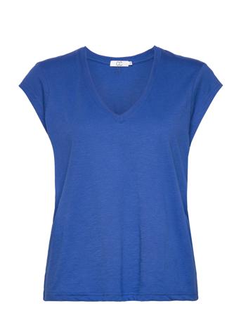 Cc Heart Basic V-Neck T-Shirt T-shirts & Tops Short-sleeved Blå Coster Copenhagen*Betinget Tilbud