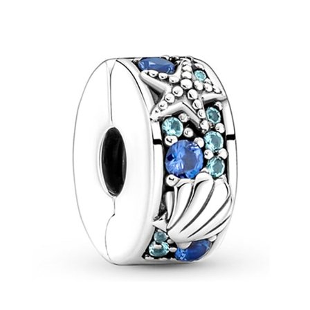 2025 925 Sterling Sølv Spacer Bead Anheng, Clip-on Anheng for Kvinner, Kompatibel med Pandora Armbånd (Inkluderer En Spacer Bead) Sjøstjerneklips