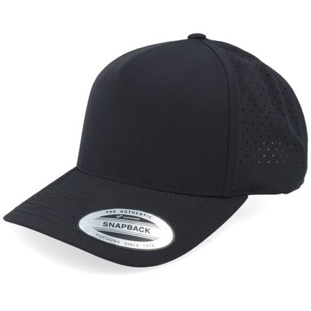 Yupoong - Svart adjustable Keps - Perforated Black A-frame Adjustable @ Hatstore