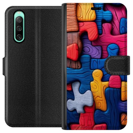 Kompatibelt Lommeboketui til Sony Sony Xperia 10 IV Lekefull illustrasjon med Stitch blant rosa epler i en myk pastell design som kombinerer søthet o