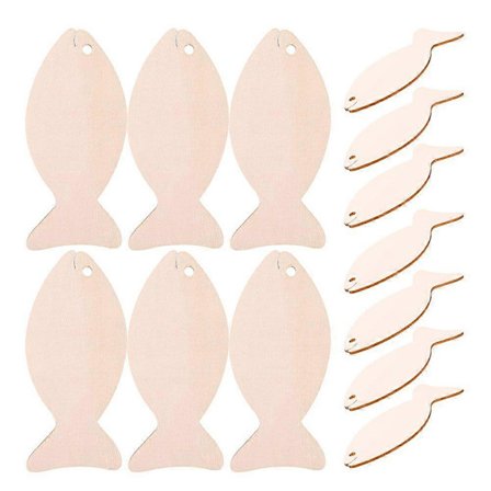 64 stk. Træfisk Udskæringer DIY Håndværk Ufærdige Tomme Træskilte Fiskeformet Træ Udskåret Træ Håndværksartikler Fiskeformede Træudskæringer Dyr 