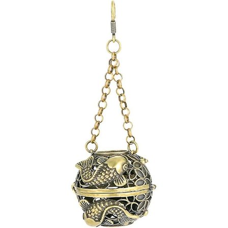 Røgelsesbrænder Hængende Røgelseskar Røgelsesbrænder med Kæde Messing Røgelsesbrænder med Låg Kugleform Håndværk Tibetansk til Harpiks Trækul