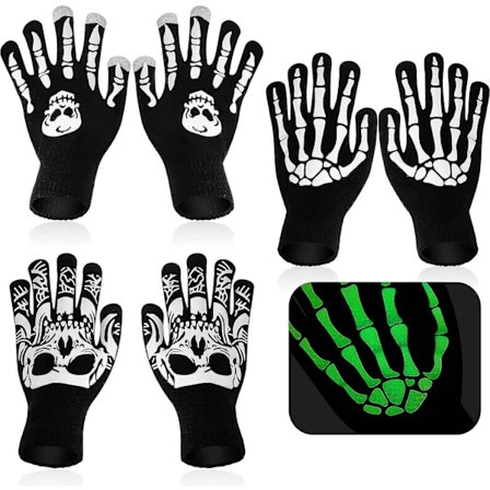 Luminous Glow Skelett-Handskar: Unisex Spöklika Cosplay-Tillbehör