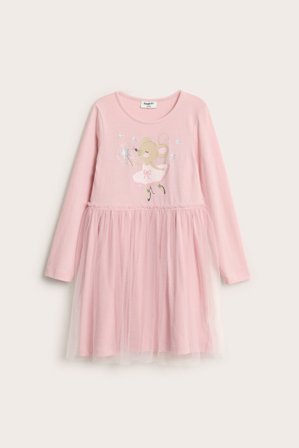 Kappahl | Langermet kjole med tyllskjørt | Lyserosa