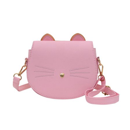 Katt duskveske med dusk, liten myntpung, crossbody-veske for barn, jenter, rosa