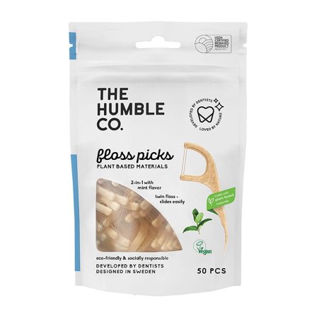 The Humble Co. Dental floss picks 50 stk., Medicin & Pleje, Mund & Tandpleje, Tandtråd