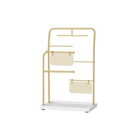 Rootz Metallic Gold smykkestativ - Organizer Stativ - Øreringeholder - Stålfløjl - 13cm x 21,5cm x 33,7cm
