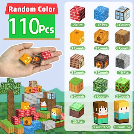 Magnetiske byggeklodser til at skabe magnetiske terninger, fantastisk pædagogisk legetøjssæt i en primitiv skov, perfekt fødselsdagsgave til teenagere