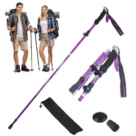 Vaellussauvat 110-130 cm - Kevyet teleskooppisauvat vaellukseen ja retkeilyyn, kävelysauvat - Säädettävä korkeus - 5 osaa 1 kpl