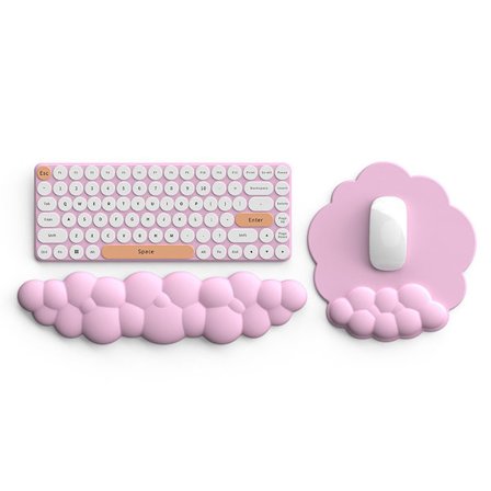 Yunduo tastatur håndleddsstøtte håndleddsmusematte (rosa 2-delt sett)