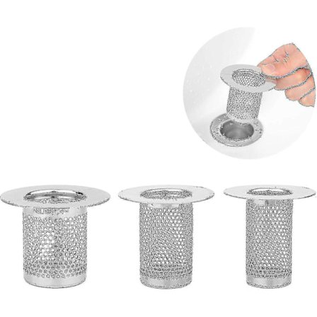 3-pak Badekarssi, Hårfælde Bruseafløb Rustfrit Stål Dyb Hårfælde Hårsi Bruseafløb Filter Til Vaskesi, Badekar