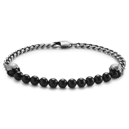 Aspero | Grey Skull Onyx Bead Bracelet for Men - Beaded bracelets