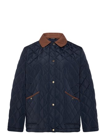 Lauren Women Twill-Trim Diamond-Quilted Barn Jacket - Navy - 50-52