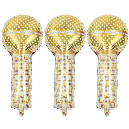 3 stk. oppustelige mikrofonrekvisitter til børns musikalske legetøj, mikrofon, mylar-balloner, festlige mylar-solbriller, kæmpe ballon