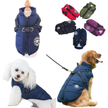 Vattentät vinterjacka med sele för hundjacka varm kostym