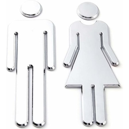 Klistermärken för toaletter, 12x4cm, Toalett skyltar av män och kvinnor symboler, Lätt att klistra herrarnas damernas toalett skyltar för toalett WC