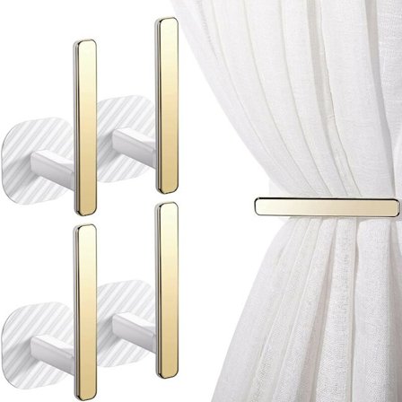 4 st självhäftande gardinupphängningar i L-form, guld