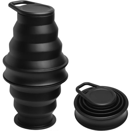 500 ml kokoontaitettava vesipullo, tiivis silikonipullo romahtamista estävällä renkaalla, sopii matkustamiseen ja retkeilyyn