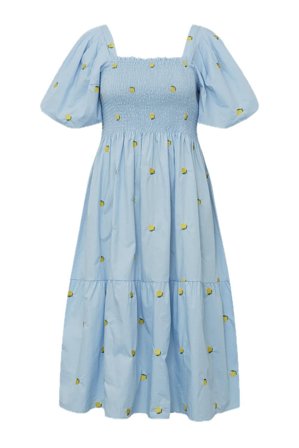 Cheri fruit dress Blue /yellow 40