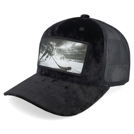 Calza Pennello - Svart trucker Keps - Ice Hockey Player Patch Velvet Black A.frame Trucker @ Hatstore