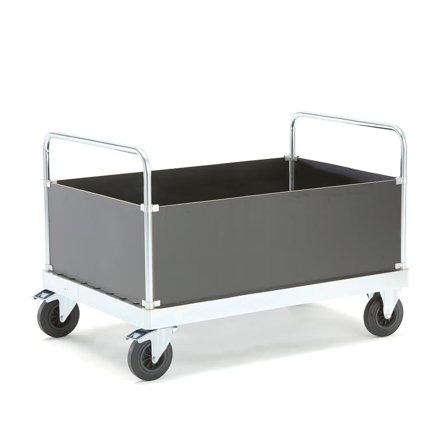 Lådvagn, 1200x800x960 mm, elförzinkad ram, MDF-skivor, med broms