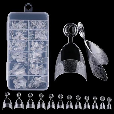 Naturlige Klare Påsætnings Negle 240 Stykker Fransk Halv Dækning til Gel Negle