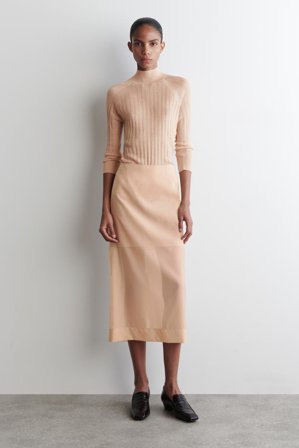 COS Women's Sheer Column Skirt in Beige