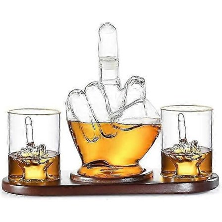 Whiskeykaraffelsett med langfinger - Vinbeholder, langfingerglass for Scotch, gaveutstyr for menn, fedre, kjærester