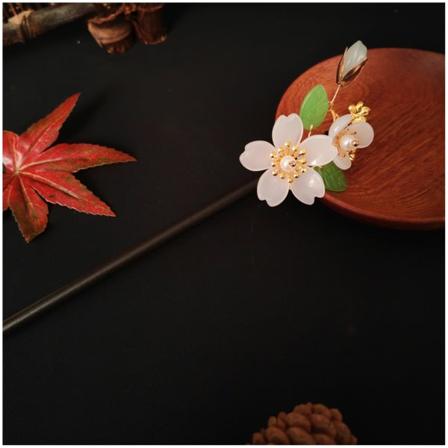 TG Hårpinde Frisyr Design Tool Sød Sakura Træ Retro Hårspænder til Cheongsam Han Klæder Kjole Hvid