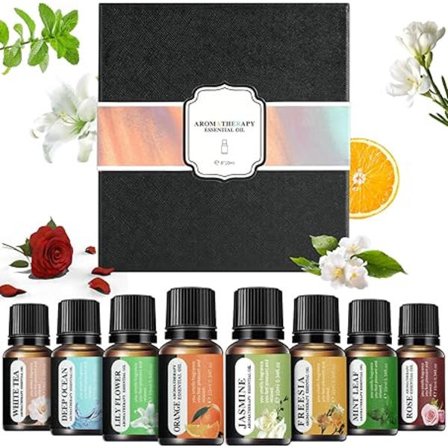 Eteriska Oljor Set, 8 x 10 ML doftoljor present, vattenlösliga doftoljor för diffusor, luftfuktare
