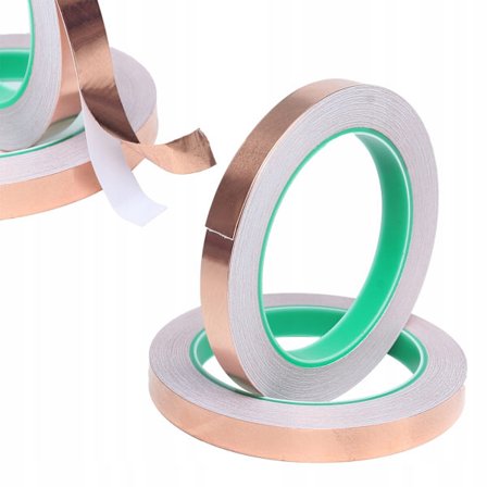 Kobbertape 10Mm X 50M – Ensidig Ledende | 0,05Mm Tykkelse | for Glasskunst, EMI-Skjerming, DIY-Prosjekter