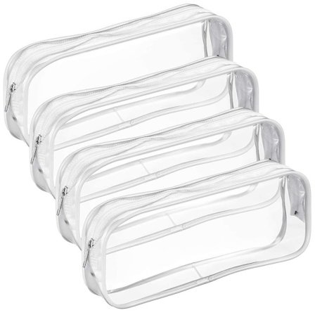 Stykke gennemsigtig PVC blyantshus, stor kapacitet, hvid