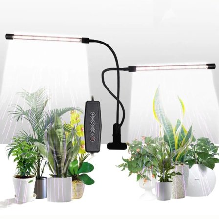 Plante lampe 40W LED plante lampe 2 hoder plante lampe innendørs planter vekstlampe med timer