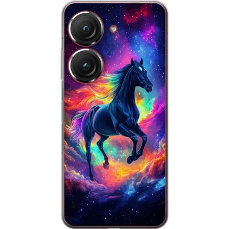 Kompatibelt Mobilskal till Asus Zenfone 9 Färgstark galaxhäst med regnbågsmane i rymdmiljö, magisk fantasyillustration för barnrum, posters och m
