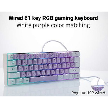 61 tangenter Yunguo K401 bärbar dator stationär trådbunden gaming mini tangentbord RGB upplyst tangentbord