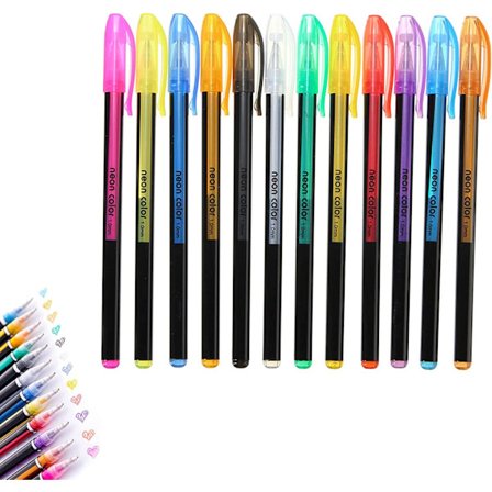 Glitterpenner med omriss, 12 stk markørglitterpenner for skriving, tegning, gratulasjonskort, gavekort, scrapbooking, DIY-håndverk påskegaver