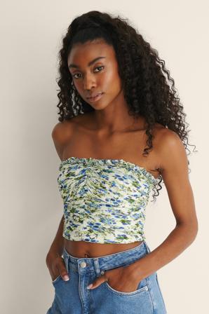 MANGO Haut Court Bustier - Hauts froncés - Multicolore - X-Small