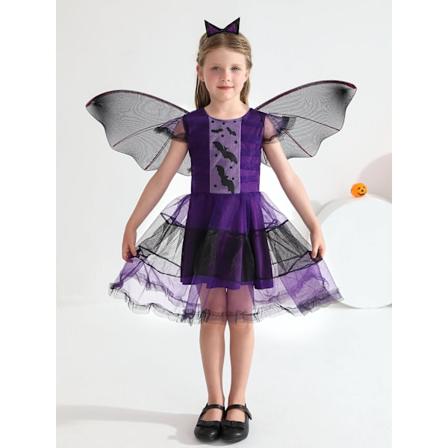 Halloween-asu tyt ille 3-13 vuotta - Vampyyri, Noita, Lepakko - Karnevaali, Pukeutumisleikki shortpurple 3