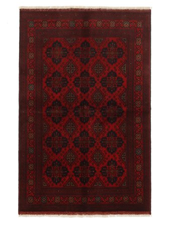 Anudada A Mano Afghan Khal Mohammadi Alfombra 130X198 De Lana Negro/Rojo Oscuro Pequeño