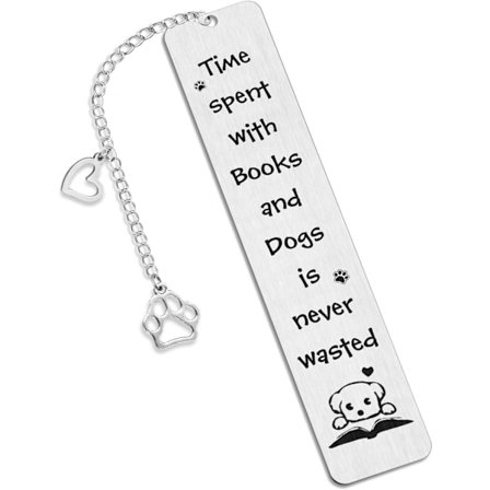 Bokmerke med hund, bokmerker for lesende kvinner, søte bokmerker for barn, bokelskere, hundeelskere, metallbokmerke med hund for bokormer, venner, 